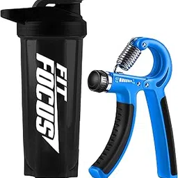 COOL INDIANS Premium (700ml) Fitfocus Shaker with Hand Exercise Gripper 10-60 kg Strenth for Hand & Forarms Exercise. (Blue)-picture-24