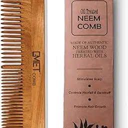 Kacchi Neem Wooden Comb - Soaked In 17 Herbs, Neem & Sesame Oil For Multi-Actions - Detangling, Frizz Control & Shine, Suited For All Hair Types (Pattern-3)-picture-12
