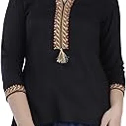 Raj Collections Women's Rayon Fabric Solid with Embroidered Casual & Formal Short Tops --picture-10
