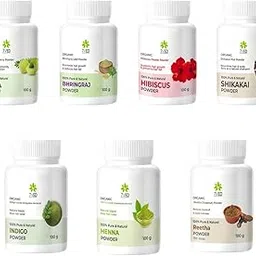 7VED Hair Growth & Thickening Combo Pack - Amla, Shikakai, Hibiscus, Bhringraj, Indigo, Reetha, Henna Powder (120 g x 7)-image-13