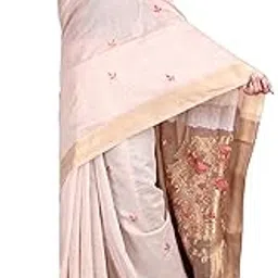 ambararambh Beige Cotton Saree with Zari Weaving Work and Blouse Piece, Traditional Indian Wear-picture-37
