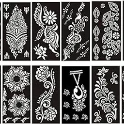IVANA'S Heena Mehandi Tatto Stencil Set for | Hand | Body | Fingure | Face | Heena Art Temporary Tatto for Kids, Girls & Women, Design - DB-03, Black, M (C-DB-03)-image-42