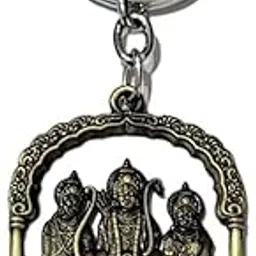Lord Shri Ram Ji, Sita Mata, Laxman Ji, Lord Hanuman Ji Metal Keychain and Keyring | Unbrekable Double Pendant Ring Ayodhya Darbar Keychain Comes With Strap & Bag Hook-image-41
