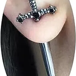 rrdaily Vintage Gothic Sword Earrings Rhinestone Crystal Dagger Earrings Punk Style Sword Dangle Earrings Halloween Costumes Jewelry for Women and Men-picture-43