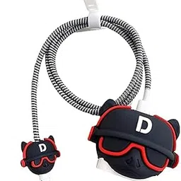 SKYCELL Charger Case Cover with Full Cable Protector 3D Cute Pattern Compatible for iPhone Charger Only 18W & 20W iPhone 16,iPhone 13,iPhone 15,iPhone 14 (Bull Dog Black)-image-62