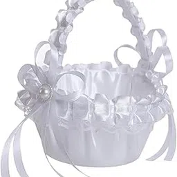 ECOMISTIQ®Wedding Flower Girl Basket Organizer Candy Collection Gift with Bowknot Lace|Home & Garden | Wedding Supplies | Ring Pillows & Flower Baskets-picture-11