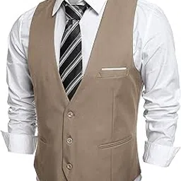 oora Men's Viscose V-Shape Tuxedo Style Waist Coat Slim Fit Latest V Neck Half Slim Jacket Formal Casual Stylish Coat for Wedding Party Office Wear image 1