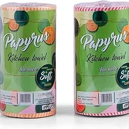 PAPYRUS Kitchen Towel | Reusable Kitchen Tissue Roll Pack of 2 | Kitchen Tissues for Cleaning |1 Ply 40 Pulls per Roll | Soft and Highly Absorbent (40x2=80 Sheets)-picture-58