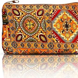 Embroidery Printed Multipurpose Classic Utility Pouch for Women (SNZ-024036) (Yellow)-picture-27