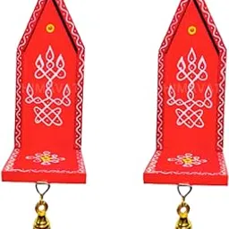 HIMAVAT Decors Kovil Style mandir Red Maada Vilakku Diya Wall Mount Stand vilaku maadam sikku kolam Vilakku Madam Wall Hanging Diya Stand Pooja Diya's Wall Mount Stand Big Size 2-picture-43