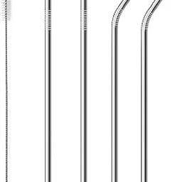Wagela Reusable BPA-Free Metal, Stainless Steel Metal Straws Thick, Long, Dishwasher Safe Stainless Steel Drinking Straws, 8.5 Inches weigh 70 gm (2 Bent + 2 Straight +1 Brush)-picture-10