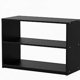 SAMT Modern 2-Tier Wooden Storage Shelf | Open Bookcase Display Rack | Engineered MDF Wood Organizer for Home & Office (Matte Black)-picture-23