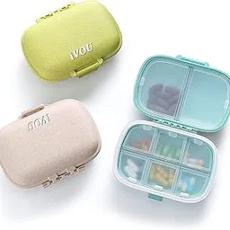 Pill Medicine Organizer Storage Box with 8 Compartments - Moisture Proof, Made of Food Grade Cereal Fiber, BPA free Wheat Straw Material, Ideal for Travel, Pocket, Purse, Daily Pill Case, Portable Medicine Vitamin Holder Container - 1 Pc-picture-17