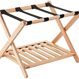 Wooden Luggage Rack with Shelf for Shoes, Accessories, Strong Bearing Sturdy Storage Free Space Wood Suitcase Rack Sheesham Wood Luggage Stand for Bedroom Hotel Guest Room with Solid Leg Quality A68-image-98