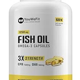 YouWeFit Omega-3 Fish Oil (60 Capsules) | 1250mg Triple Strength Fish Oil Softgel Capsules (540mg EPA & 360mg DHA) | For Joint & Heart Health, 110 grams-image-73