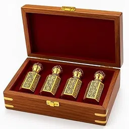 Ruh-e-Kannauj – Premium Attar Gift Set | Handcrafted Wooden Box and 4 Golden Bottles – Oud, Rose, Mitti & French Perfume Blend | Long Lasting, Alcohol-Free-image-32