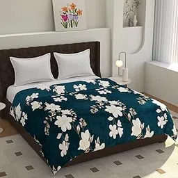 TIB® Warm Reversible Quilt Cover Double Bed with Zipper, Duvet Cover Double Bed Soft Flannel (90x100) Inches (Green Flower)-picture-23
