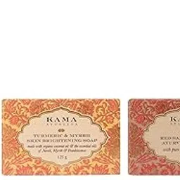 Kama Ayurveda Rose & Jasmine Hair Cleanser with Hibiscus, 200ml & Kama Ayurveda Red Sandalwood Ayurvedic Soap, 125g & Kama Ayurveda Turmeric and Myrrh Skin Brightening Soap, 125g image 1