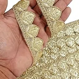 Balar Lace Border Gota Patti Sewing Ribbon Roll Rose Gold Zari 9Mtr lace for Dresses, Saree, Lehenga, Dupatta, Blouse, Bag, Craft, Home Decoration.2.9 cm Width-image-36