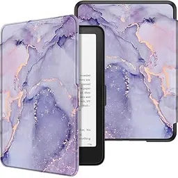 ProElite Cover Case for Kindle Paperwhite 12th Gen 7 inch Case, Slim Smart Flip case Cover for Amazon Kindle Paperwhite 12th Generation 7 inch 2024, Marble Purple image 1