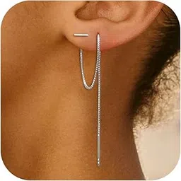 yanchun Threader Earrings for Women Gold Chain Earrings Rhinestone Tassel Dangle Earrings Minimalism Long Chain Earring Lightweight Earrings Fashion Jewelry for Women-picture-55