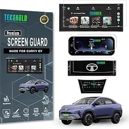 Tek Shield {4 COMBO PACK} Screen Guard Protector TATA CURVV EV 2024-Running || 12.3 inch INFOTAINMENT + INSTRUMENT CLUSTER + STEERING + AC Protector || HD Clarity, Bubble Free, Unbreakable [Not a Tempered Glass] (4 Pack Combo)-picture-32