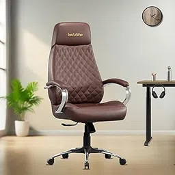 beAAtho® Zen Leatherette Executive Office Chair | High Back Revolving Chair with Integrated Lumbar Support | Ergonomic & Comfortable Seating | 3-Year Warranty by beAAtho | Adjustable Height | Brown-picture-26