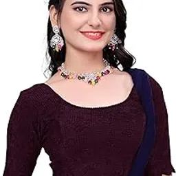 miss wears Women's Regular Fit Readymade Stretchy Jacquard Paisley Saree Blouse-picture-10