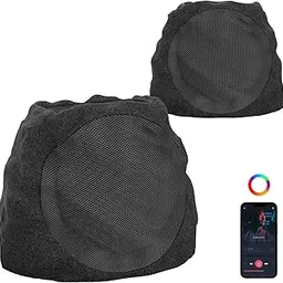 JMJEAN Outdoor Speakers with Lights Show Portable TWS Outdoor Bluetooth Speaker Waterproof Wireless Solar Powered and Rechargeable Rock Speakers for Patio Pool,Backyard Granite 2pack-image-27