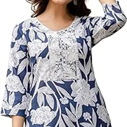 trendmalls Women's Cotton Slub Magic Printed Kurta Pant Embroidery Neck Work Kurta Set-picture-42