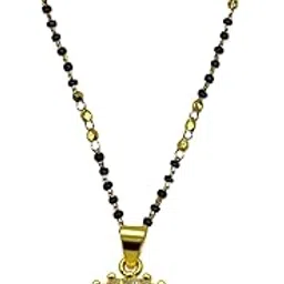 U Letter Alphabet Short Mangalsutra Designs With American Diamond Pendant Gold Plated Name Design-image-32