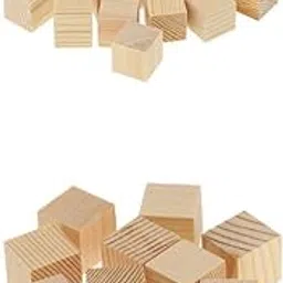 Bnf® 30 Pieces Unfinished Wood Cube Blocks Wooden Shapes for DIY Crafts 15Mm 20Mm | Multi-Purpose Craft Supplies | Crafting Pieces | Wooden Pieces-picture-17