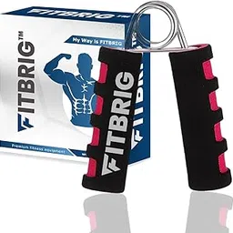 FITBRIG Power Hand Grip Strengthener with Foam Handle, Hand Gripper Finger Exerciser for Gym Workout Hand Exercise Equipment Forearm Exercise, Finger Exercise Power Gripper (Red)-image-43