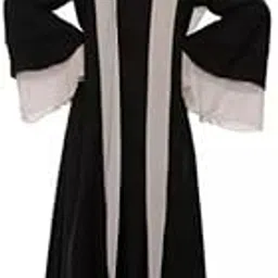Women's Traditional Black Burqa with Grey Jacket, 142 cm Length, Regular Fit-picture-21