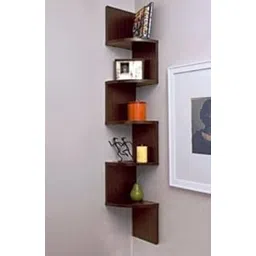Zig ZAG MDF (Medium Density Fiber) Wall Shelf (Number of Shelves - 5, Brown)-picture-21