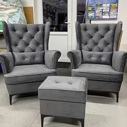 Grey 2-Chair Sofa Set with Cushion Stool – Comfortable Lounge Chairs for Living Room Furniture, Balcony, or Patio – Sofa 3 Seater & Sofa Set for Living Room-image-0