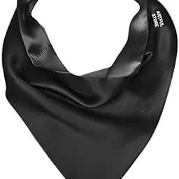 artful store Artful, Reversible triangle 100% pure satin silk bandana Pink lavender hair scarf, hairband/hair bandana (Black)-picture-34