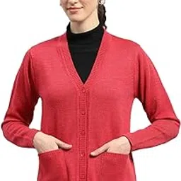 monte carlo Women's Regular Fit Cardigan | Solid Pattern with Button Closure | Full Sleeve V-Neck Cardigan for Women-picture-35