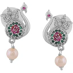 estele Beautiful Peacock Designer Earrings with Cubic Zirconia Stones for Girls & Women's-picture-40
