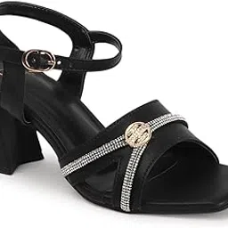 carlton london Women Comfortable fashion backstrap Block Heel Sandal for Wedding,Party and Casual use-picture-41