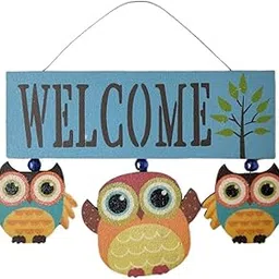 XOXOX Wooden Front Door Welcome Sign Free Hanging Garden Plaque for Bar Shop Blue-image-12