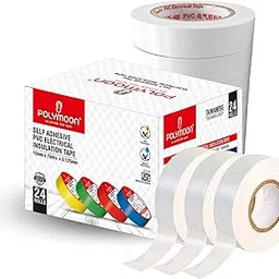 POLY MOON polymoon white electric tape insulation tape white pvc tape flame retardant wire repair waterproof adhesive electrician tool 15mm 7m - pack of 6-picture-65