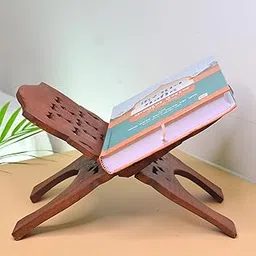 Wooden Rehal Stand for Quran Pak with 18 Inch Rehal and Quran Pak Combo Offer - Made from Sheesham Wood - Pack of 1-image-0