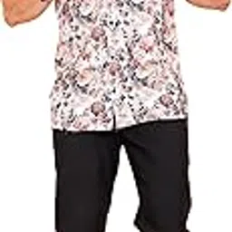 Mens Cotton Blan Multi COROR Flower Printed Half Sleev Shirt-picture-24