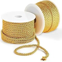 Doon 30 Yards 5mm Twisted Nylon Cord Rope 3-Ply Goden Twisted Cord Trim for Home Decor, Crafts Making and Costume Crafting (Gold)-image-3