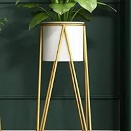Home Decor Ron Indoor Outdoor Home and Garden Decor Plant Stand with Planter Pot (White)-picture-22