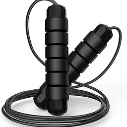 LACOPINE Adjustable Jumping Rope for Exercise and Fitness Skipping Rope (Black)-picture-23