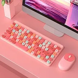 TechGuy4u Pink Wireless Keyboard and Mouse Combo, 2.4GHz Retro Full Size with Number Pad & Cute Wireless Mouse for Computer PC Laptop Notebook Mac Windows XP/7/8/10-image-17