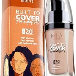 Mila Beauté Built to Cover Liquid Foundation I Medium to Buildable Coverage I Matte Finish I Lightweight I SPF 20 I Super Hydrating with Hyaluronic Acid (L-3-Neutral Ivory, 30ml) image 1