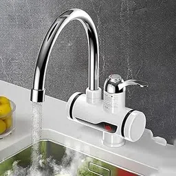 DERIKO Electric Deck Mount Water Heater And Tankless Fast Water Heating Tap Instant Hot Kitchen Faucet - With Digital Display, Instant Electric Water Geyser For Bathroom Household image 1